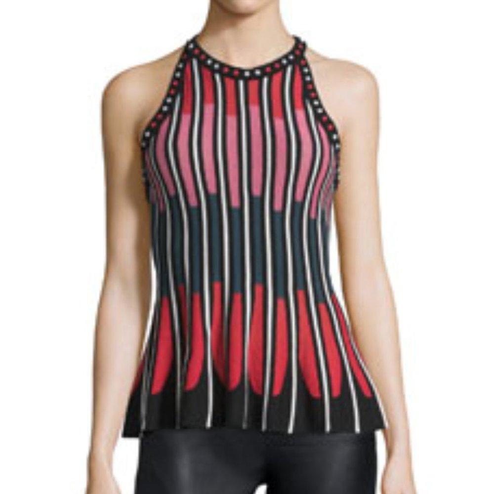 NWT M Missoni Open Back Petal Intarsia Knit Top, Size 46